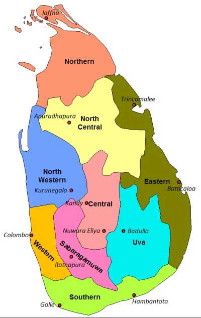 Sri Lanka Provinces Cities 400